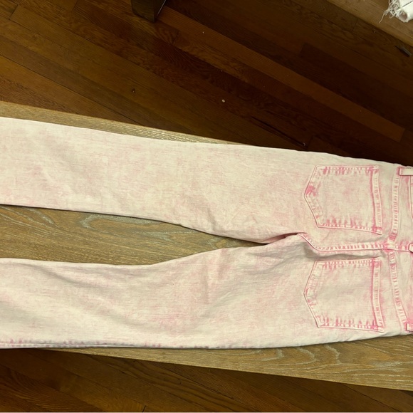 Veronica Beard Carly Kick Flare High Rise Jeans in Pale Pink - Picture 2 of 3